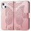 Compatível com iPhone 13 - Capa com 4 compartimentos, estampa de borboleta em tons de ouro rosa. 1