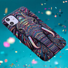 Kompatybilne z iPhone'em 12 13Pro Max świecące etui z kolorowym słoniem MultiColor, jeden rozmiar