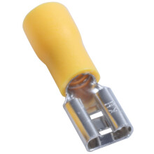 100 conectores de cable hembra tipo pala aislados de 24 A, calibre 12-10 AWG, color amarillo.
