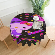 Éadach Boird Dronuilleogach Hello Kitty, Fabraic Bhog Frith-Uisce agus Frith-Roic, 60 orlach, comhoiriúnach le seomra bia, cóisirí, dinnéir