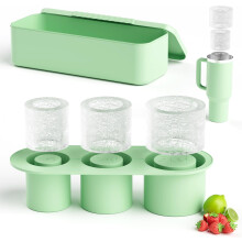 MGEZCOO isbitbrett med lokk, sylinderform i silikon for glass, stor isbitmaskin med 3 rom, kompatibel med whisky og cocktails
