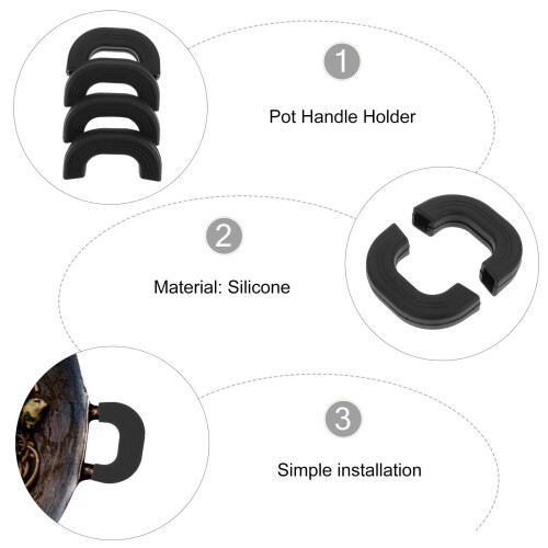 Conjunto de 4 protetores de silicone antiderrapantes para alças de panelas Eease. 2