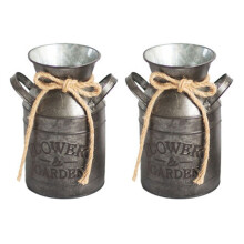 2X Tin Flower Pot Jernvase Blomsterbøtte Vannkoker Blomst Retro Dekorativ Blomsterarrangement Ornamenter