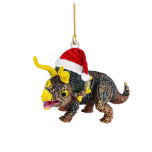SDJMa Jule-dinosaurpynt, kompatibel med juletre-bildekor, hengende figur til høytidsfest-hjemmegaver til jenter og gutter