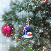 Liquidación de adornos navideños: bola transparente iluminada, compatible con árbol de Navidad y colgante para ventana.