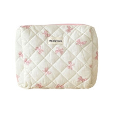 Borsa per il trucco con fiocco, borsa portaoggetti portatile, beauty case, organizer per il trucco, beauty case rosa, pochette