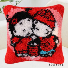 Knüpfteppich-Set mit Häkelgarn, Kissenbezug aus vorbedrucktem Canvas, DIY-Handarbeitsset mit Knüpfnadel, 40 x 40 cm, Heimdekoration