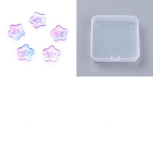 1 Schachtel mit 120 zweifarbigen, transparenten Glasperlen, violett, 12,5 x 13 x 3 mm, Lochgröße: 1 mm