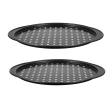 Lot de 2 moules à pizza et à gâteau à fond plein, antiadhésifs, en acier au carbone, pour four et rôtissage.
