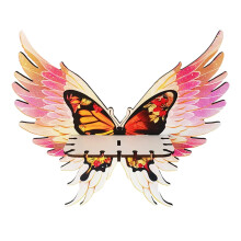 Wood Corner Wall Shelves with Butterfly Design Floating Storage for Living Room Bedroom Bathroom (Yellow A)