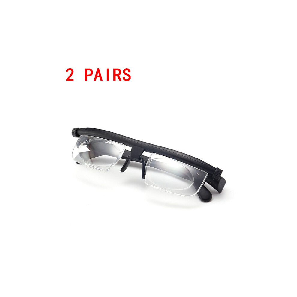 Black Pairs Dial Adjustable Glasses Focus Lenses -3 To +6 Diopters