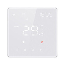 Thermostat intelligent numérique programmable, sans fil Wi-Fi, avec capteur de température ambiante et application de contrôle, blanc.