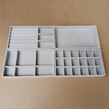 Set di 4 vassoi portagioie, organizer resistenti, espositori per bracciali da donna, colore grigio.