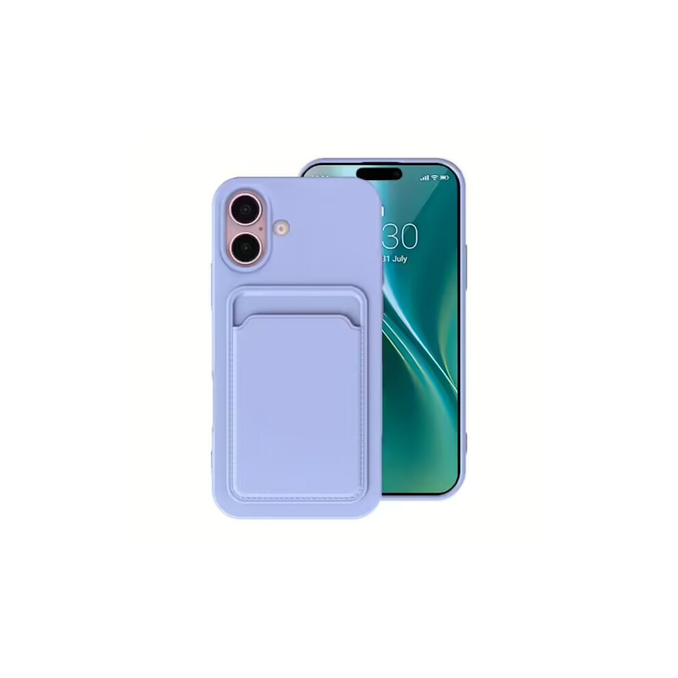 Compatible With Iphone 16 Silicone Mobile Case With Card Holder - Purple 9149926950936