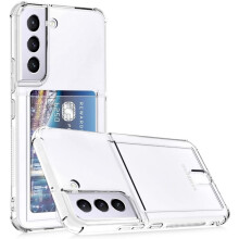 Cás Silicone Trédhearcach Frith-Thurraingeach le Sliotán Cárta Solid atá comhoiriúnach le Samsung S22/S21/Plus/Ultra Trédhearcach Galaxy S22