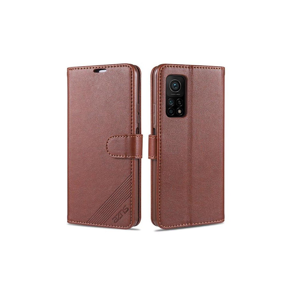 Compatible With Xiaomi Mi 10T Pro - Stylish Practical Wallet Case (Azns) Brown 9149926950998