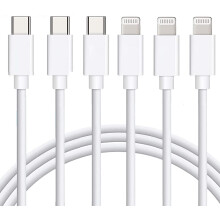 USB C till Lightning-kabel 3-pack 6FT [Kompatibel med Apple MFi-certifierad] Snabbladdare PD Typ C-laddningssladd