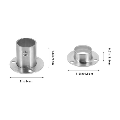 4pcs Stainless Steel Closet Pole Holder Brackets - Adjustable 25mm Support 2