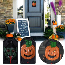 Jacenvly Nouvelle décoration d'automne Sonnette d'Halloween lumineuse avec son et langue tirée Décoration de sonnette d'Halloween Fournitures de