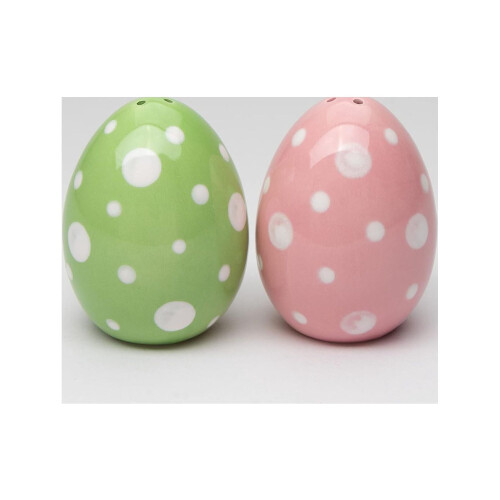 Fine Ceramic & Green Easter Egg Salt & Shakers Set, 2-3/4" H