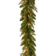 Guirlande de Noël pré-illuminée de 2,7 m (8,8 pi), à piles, pour décoration intérieure et extérieure (cheminées, escaliers, portes) –