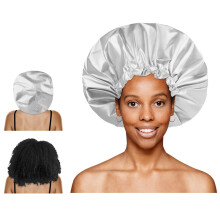 Large Shower Cap for Women Waterproof Extra Large for Braids Locs Long Hair Reusable Silver