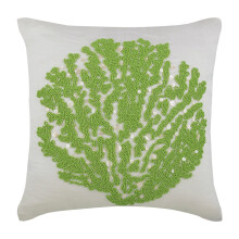 Fehér gyöngyös zöld tengeri moszat óceán témájú párnahuzatok 45x45 cm, pamutvászon kanapéra, virágmintás - Mélytengeri moszat