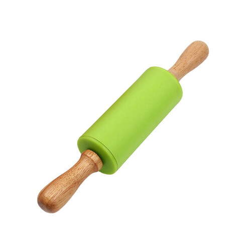 VOSS Wooden Handle Silicone Rollers Rolling Pin Kid Kitchen Cooking Baking Tool
