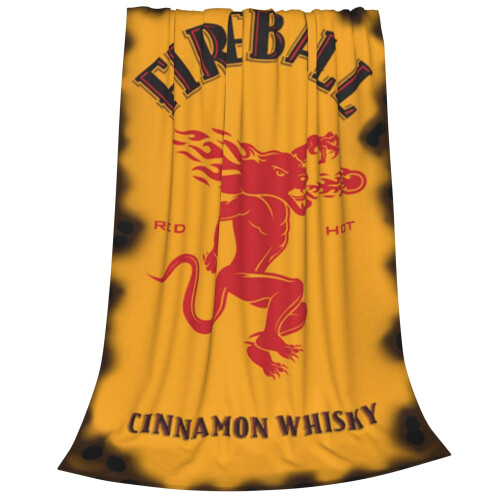 Κουβέρτα Fireball-Cinnamon-Whisky-Logo Ριχτάρι για διακόσμηση δωματίου, φανελένιες κουβέρτες 1