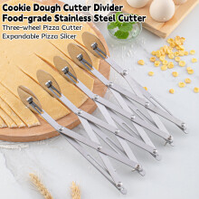 Hariumiu Stainless Steel Multi-Wheel Pizza Cutter Ergonomic Handle Food-Grade Kitchen Bakery Essential for Pastries Pizza Dough Cakes
