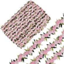 15 Yards 2cm Pink Flower Lace Trim, Compatible with Rose Floral Applique, Embroidered Ribbon for Wedding Dress, Clothes, Curtain DIY Decor