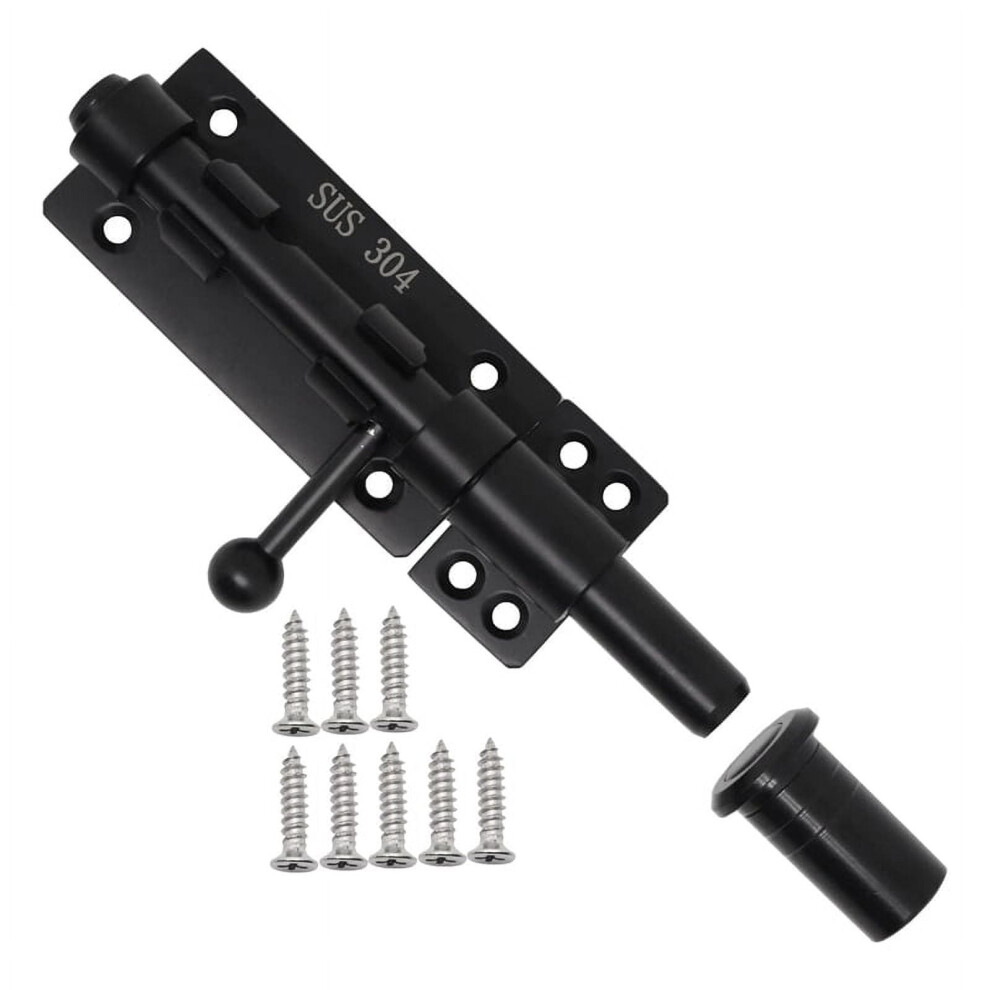 Heavy Duty Slide Bolt Gate Latch With A Padlock, Horizontal Floor Hardware And Lockable (Black,6 Inch) 9170372872466