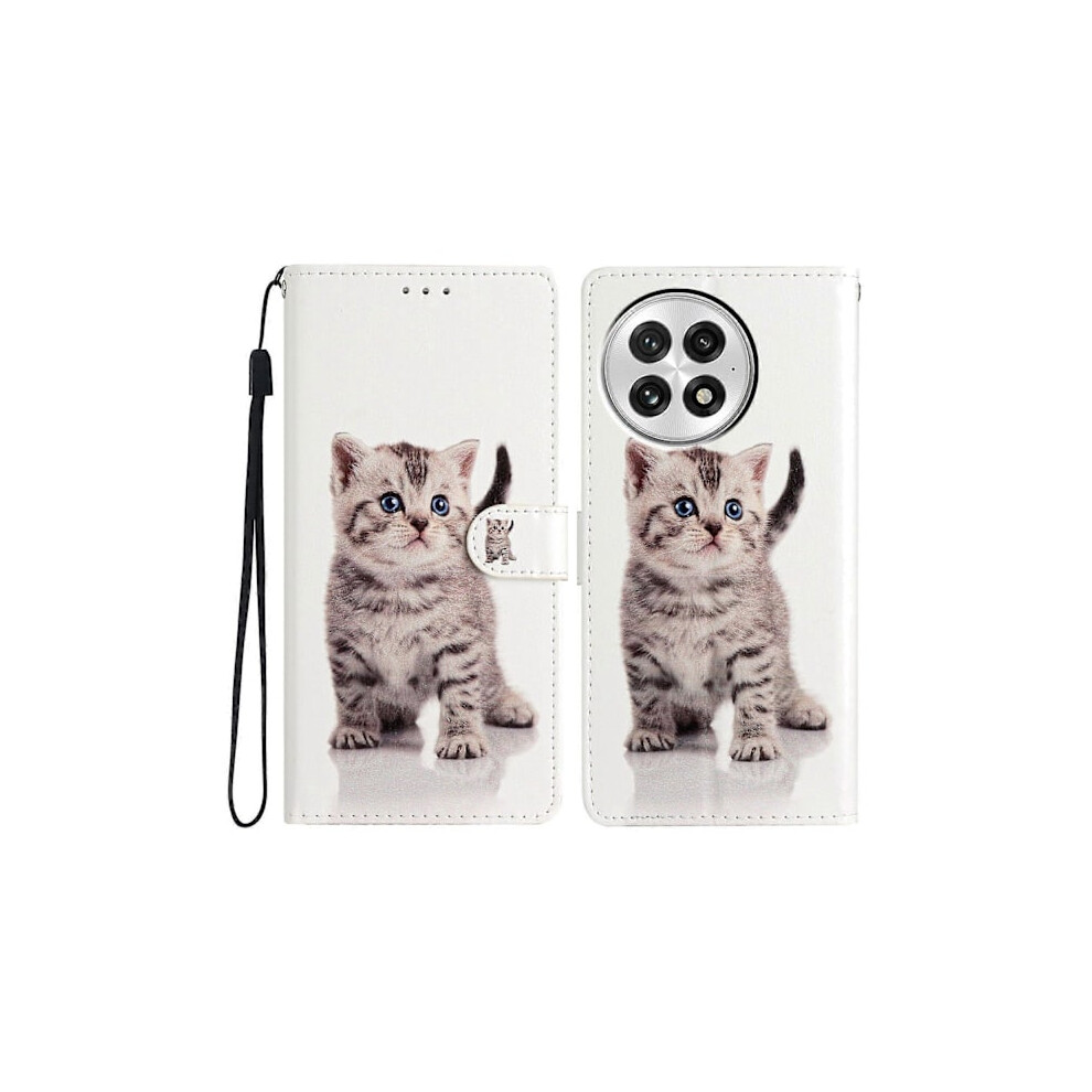 Wallet Case For Compatible With Oneplus 13 Pu Leather Pattern Printing Stand Phone Case With Strap Multicolor Cute Cat 9322103615495