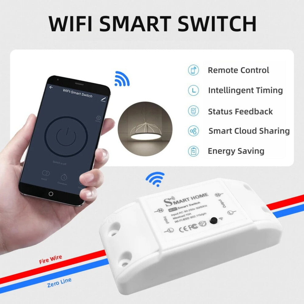 10A Voice Switch Compatible With Switch, Wifi/Bt Function, Remote Control, Works With 10A Wifi Kit 9322103615891