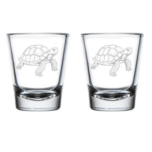 Σετ 2 Ποτήρια για ΣφηνάκιαΔώρο Χελώνα 1,75oz