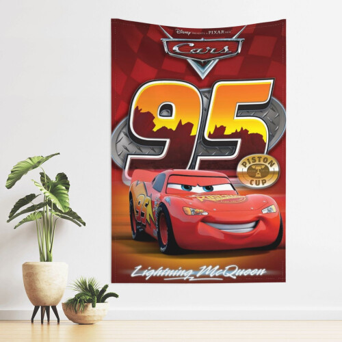 Ταπισερί τοίχου Lightning McQueen, αδιάβροχο ύφασμα πολυεστέρα για υπνοδωμάτιο, σαλόνι, 2