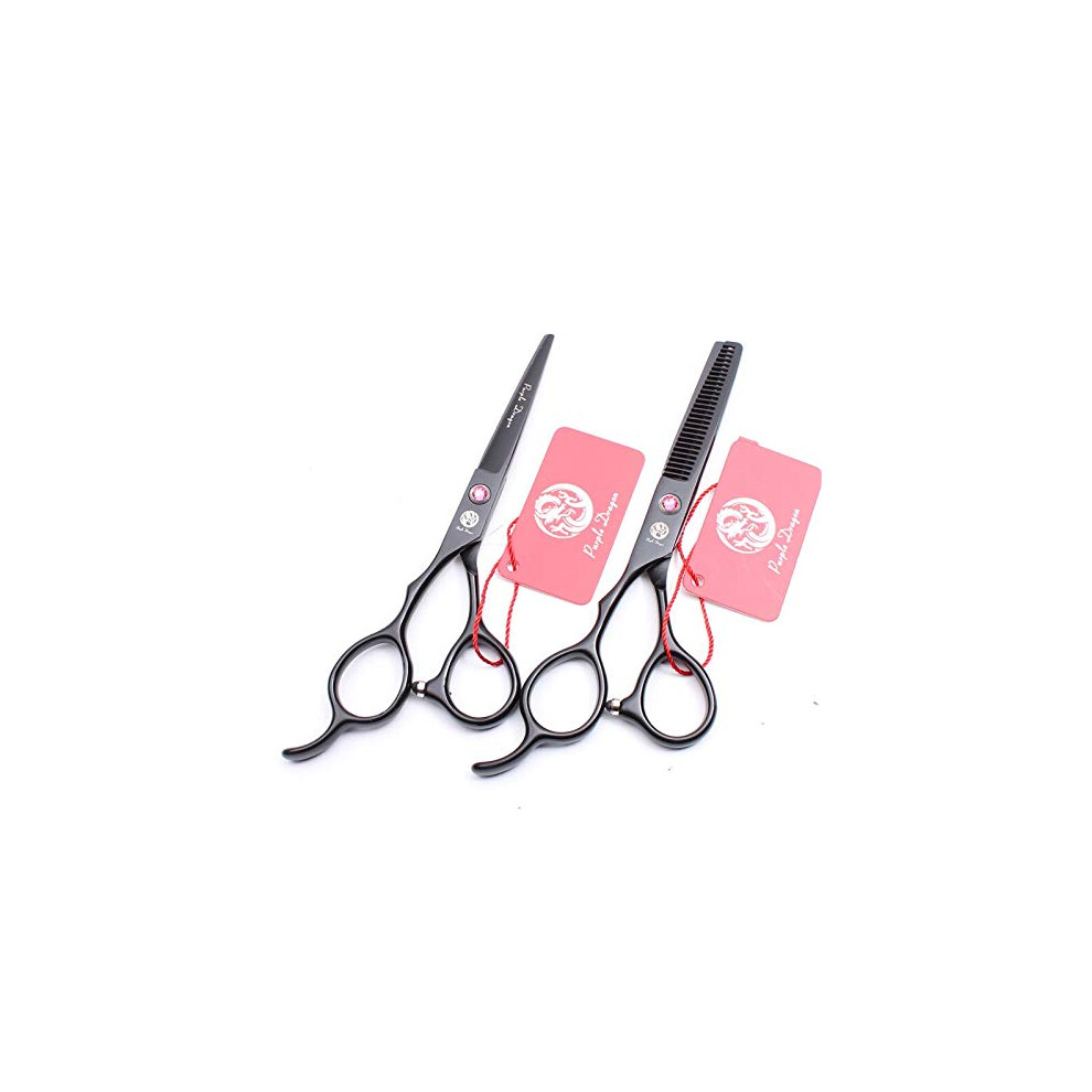Black Professional Hair Cutting Scissors, 6 Inch Lefthanded Japanese Stainless Steel Shears For Salon
