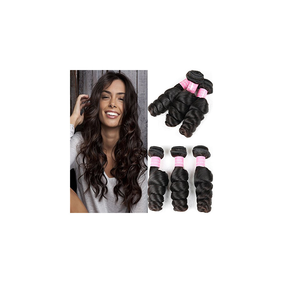 Unisex Brazilian Loose Wave Hair Bundles With Closure Virgin Human Hair Extensions 18 18 18+18