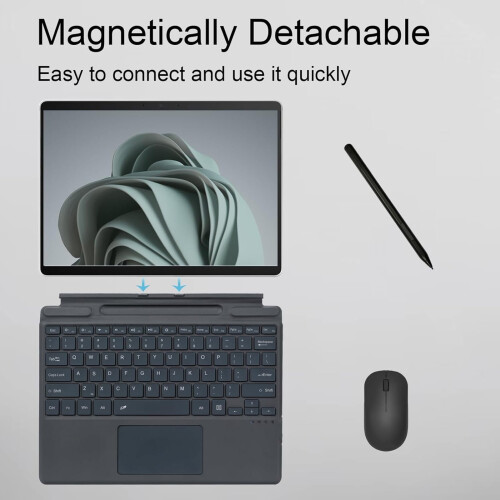Ασύρματο πληκτρολόγιο Bluethy συμβατό με Bluetooth με θήκη, πολύχρωμο οπίσθιο φωτισμό, 1