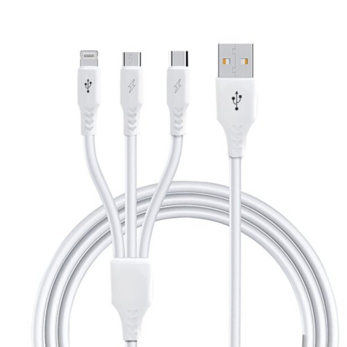 Καλώδιο 3 σε 1 συμβατό με iPhone, Type C, Micro USB - Γρήγορη φόρτιση για συμβατότητα με Samsung