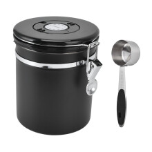 Boîte à café, récipient à café en acier inoxydable de 1500 ml avec cuillère doseuse, récipient hermétique multifonctionnel pour le stockage