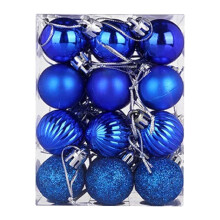 ELEVENTIME 24 Pcs Christmas Ball Ornaments, 1.18" Plastic Baubles with Hanging Loop, Dark Blue, for Tree, Indoor Outdoor, compatible with Christmas
