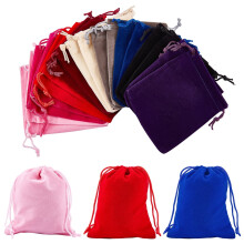 Lot de 18 pochettes en velours à cordon, pochettes à bijoux rectangulaires, sacs cadeaux pour mariage, bonbons, présents d'invités, 12 x 10 cm
