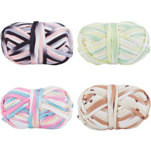 4 Bundles Rainbow Yarn 4 Colors Yarn for Crocheting Knitting Easy to See Stitches Chunky Thick Cotton Beginners Crochet Kit DIY Crafts 30m/Bundle