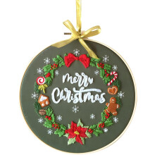 Kit de Bordado Chenflying 1/3 com Estampa de Natal, Ponto Cruz para Iniciantes, Artesanato DIY para Decoração de Casa (Verde)