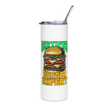 Funny Hamburger Lover Skinny Slim -muki, sertifioitu hampurilaisasiantuntija (valkoinen)