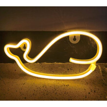 Letreiro de néon LINLIN, Luminária de parede LED em formato de baleia golfinho, alimentado por USB e bateria, para decoração de quarto.