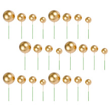 24 stuks taartdecoratie-accessoires, decoratietoppers voor feestjes, cupcakes, papieren vormpjes, goudkleurige kerst- en bruiloftsprikkers, ronde