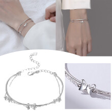 Orecchini pendenti a cerchio in resina con perline per donna, lunghi Snk381Gwg-100, bracciale doppio con catena leggera e piccola, decorazione per la