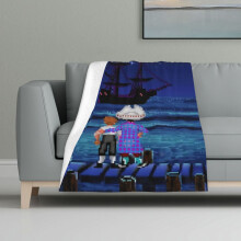 Kocyk wielokolorowy z nadrukiem, supermiękki flanelowy, lekki, puszysty, pluszowy kocyk Guybrush & Stan